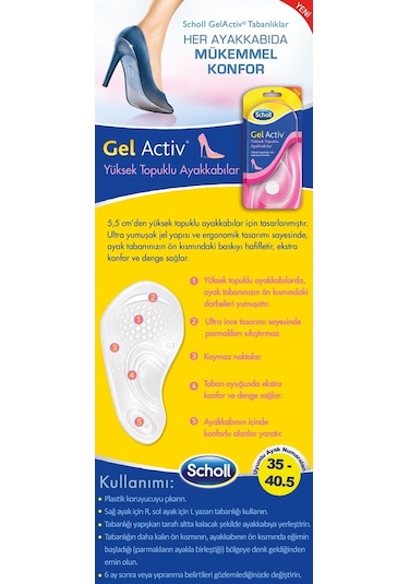 Scholl Gel Activ Tabanlık Yüksek Topuklu Ayakkabılar için
