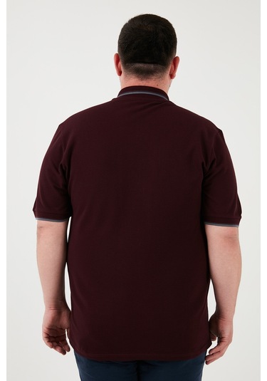 Buratti Büyük Beden Pamuklu Regular Fit Erkek Polo Yaka T Shirt 5902118B Vişne
