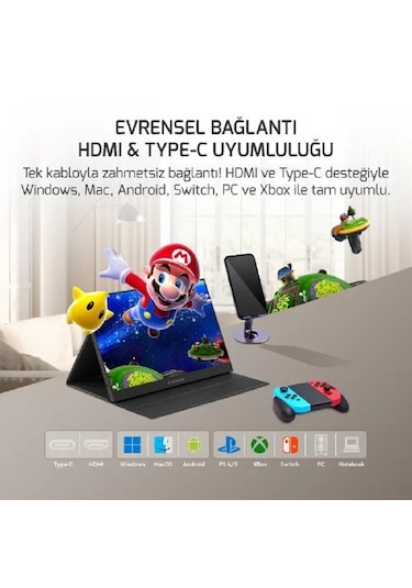 Ezcool Lite E15T 15.6 " 4 MS 60Hz FHD Dokunmatik Taşınabilir Monitör