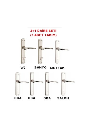 Bravo Kapı Kolu Aynalı 3+1 Daire Seti 5 Adet Oda 2adet Wc Ön Arka