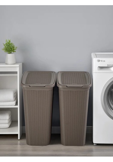 El Casa Kapaklı Çamaşır Sepeti, 36 Lt, 39x28,5x54,5 Cm. 190981604 Gri-kahverengi