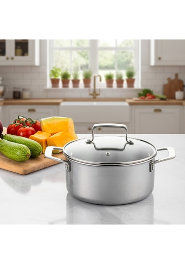 Emsan Pro Tri Ply Derin Tencere Çelik 20 Cm Gümüş