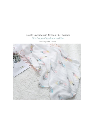 Moveevo Insular Bambu Elyaf Bebek Gazlı Bez Kundak Yumuşak Nefes Alabilir Bebek Emzirme Battaniyesi 130 110cm Beyaz