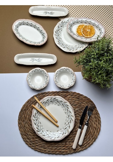 Tabak Evi Porselen Fulya Olivo Kahvaltı Takımı 6 Kişilik 14 Parça Çok Renkli