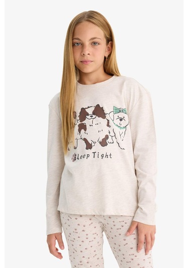 Defacto Kız Çocuk Pijama Takımı Köpek Baskılı Uzun Kollu Üst Desenli Uzun Alt F1084a825aubg745 Bej Defacto Kız Çocuk Pijama Takımı Köpek Baskılı Uzun Kollu Üst Desenli Uzun Alt F1084a825aubg745 Bej