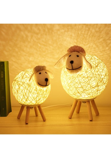 Jeehugo Küçük Kuzu Figürlü Usb Şarjlı 3w Işık, Pembe Renk, Dimmable Ve Zamanlayıcı Seçenekli Uyku Lambası Orta Boy Pembe