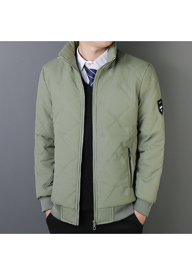 2025 Yeni Erkek Sonbahar Ve Kış Peluş Pamuklu Ceket Yeşil