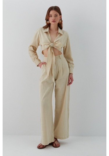 Bağlamalı Takım Bej Bej