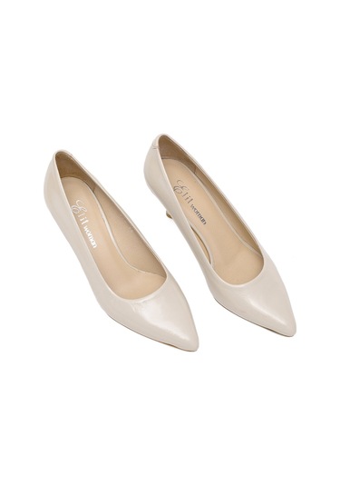 Elit Elysia Kadın Hakiki Rugan Deri Stiletto Bej Bej