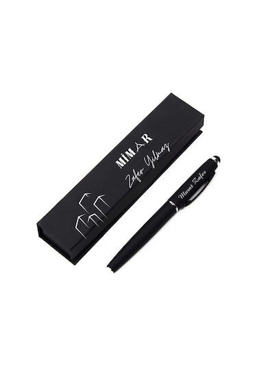 Kişiye Özel Mimar İsimli Siyah Metal Tükenmez Kalem Ve Şık Hediye Kutusu Siyah