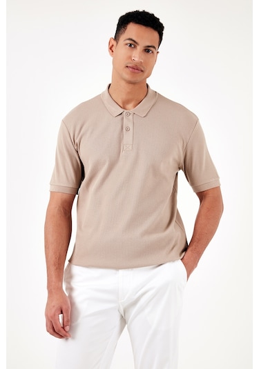 Buratti Pamuklu Regular Fit Düğmeli Erkek Polo Yaka T Shirt 5902281 Vizon