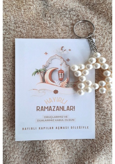 Hayırlı Ramazanlar -10 Adet İnci Yıldız Anahtarlık - Ramazan