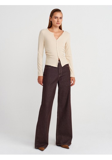 Dilvin 31548 Düğme Detaylı Büzgülü Top-taş Taş