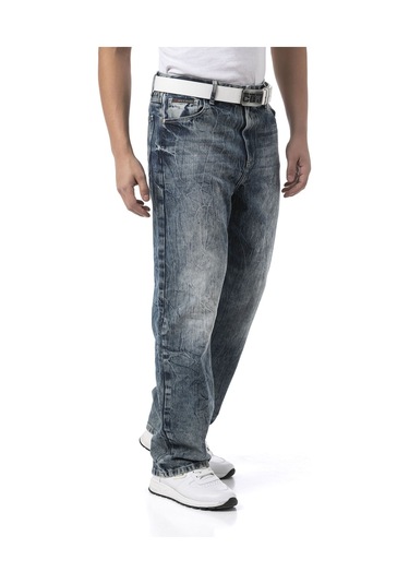 Cd903 Men S Wide Leg Relaxed Fit Trousers Blue