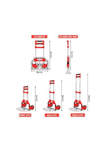 Deko Turkey DKT80EB 80Kg Teleskopik Katlanır Koli Taşıma Arabası