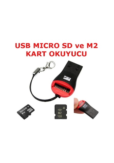 Usb Kart Okuyucu Yazıcı Mikro Sd M2 Micro Sd