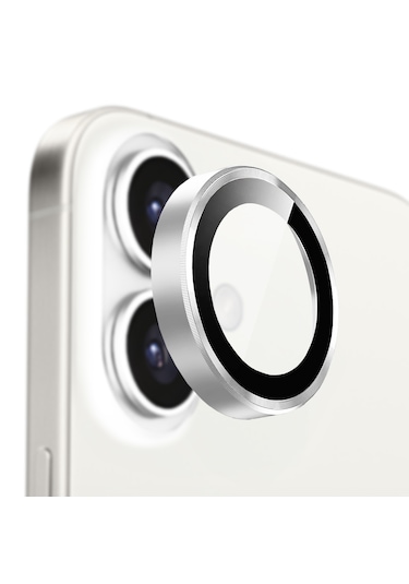 Buff Apple Uyumlu iPhone 16 Plus Metal Kamera Lens Koruyucu Silver
