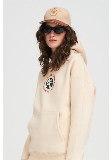 Hırsch Unisex Support Your Planet Sweatshirt Taş Gri
