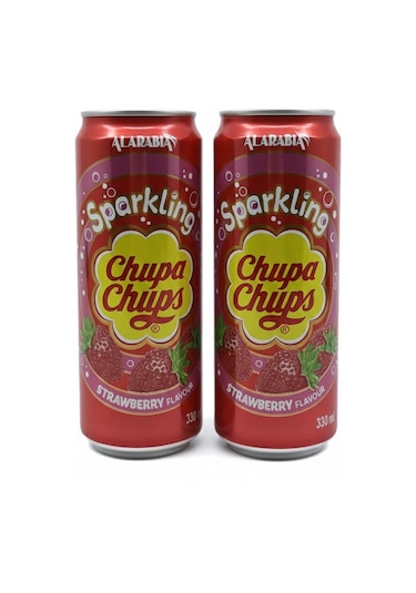 Chupa Chups Sparkling Strawberry Flavour - Çilek Aromalı Gazlı İçecek 330 Ml 2 Adet