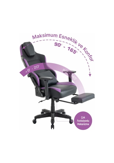 Fashcolle Globe Pro Purble Oyuncu Koltuğu Siyah - Mor