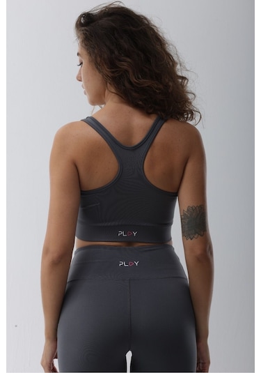 Micro Polyester Gri Toparlayıcı Sporcu Bra Gri