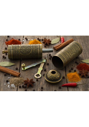 Ludıa Zamak Metal Antik Renk 3 Lü Set Karabiber,kahve,çörek Otu El Değirmeni Öğütücü Grinder S2 Koyu Yeşil