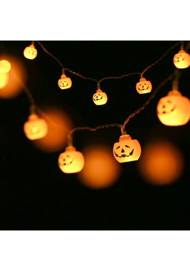 Suofeng Halloween Kabak Şekilli Işık Zinciri 3 Metre 20 Led Isı Beyaz Dekoratif Işık Teli Pil Dahil Değil