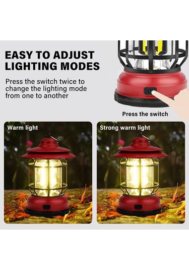 Wezone Kırmızı Abs Malzeme 2 Aydınlatma Modlu Dışarıda Kullanıma Uygun Kamp Feneri Elden Taşınabilir Acil Işık Çok Renkli