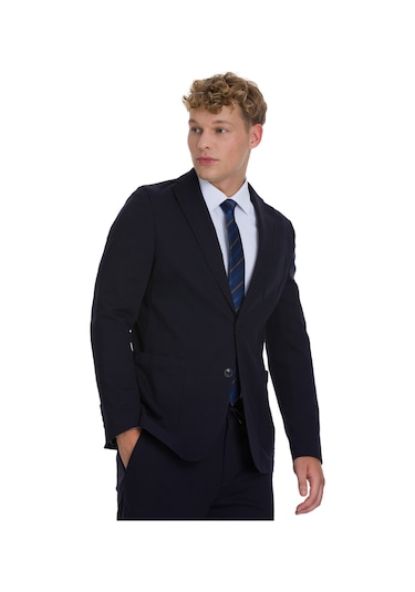 Lacivert Regular Fit Mono Yaka Pamuklu Takım Elbise 34353 Lacivert