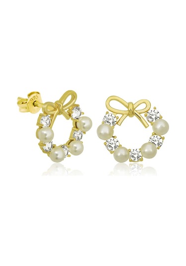 Himarry 925 Ayar Gümüş İnci Kurdele Çivili Kadın Küpe 1.50 CM-Gümüş