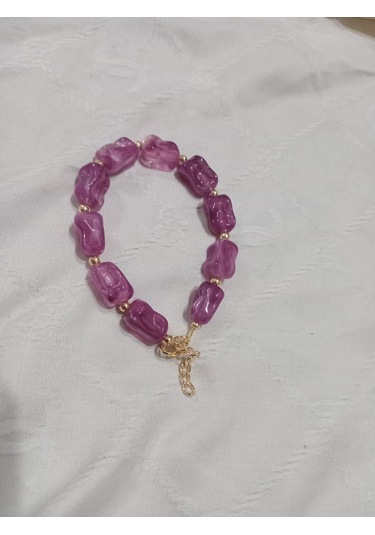 Mor Kesmeşeker Desenli Bileklik Mor