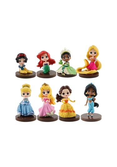 Monyee Pratik Ve Dayanıklı Plastik Prenses Figürleri - 8 Farklı Oturmuş Kraliçe Desenli Pasta Dekorasyonu Toplu Satış