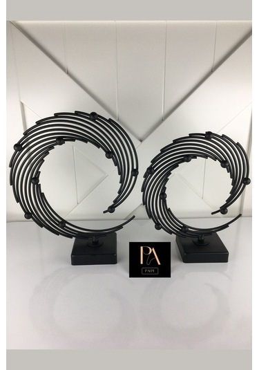 Trendooze 2'li Metal Siyah Aksesuar Ofis Ev Dekorasyon Objesi