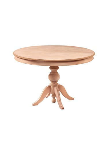 Evimeaksesuar 110 Cm Baba Ayaklı Yuvarlak Sabit Masa Ahşap Ham&Cilasız
