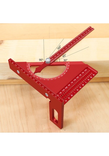 Yifomall Alüminyum Ahşapçı Açı Çizici - 0-180 Derece Hızlı İşaretleme, 3d Ayarlanabilir, İngiliz Sistemi, Gri