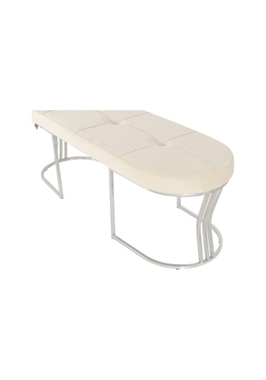 Viego Silver Collection- Beyaz Kapitoneli Chester Model Puf & Bench & Koltuk & Uzun Makyaj Puff & Yatak Ucu