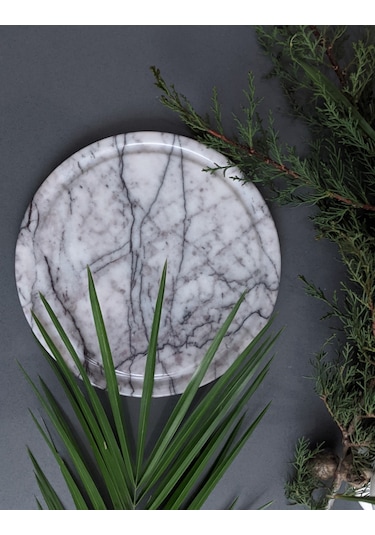 Mermer Sunum Tabağı Çizgili Tasarım