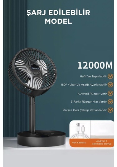 Torima F-06 Mini Fan Vantilatör Masa Fan Siyah