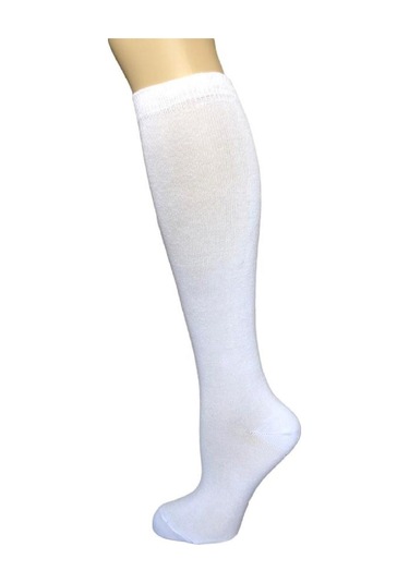 DESIGN PAMUKLU ÇOCUK DİZALTI OKUL ÇORABI-Beyaz