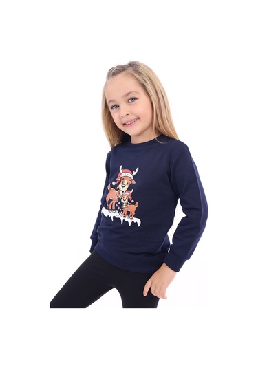 Toontoy Unisex Çocuk Baskılı Sweatshirt Lacivert