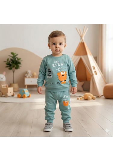 İkili Baskılı Bebek Takımı Füme