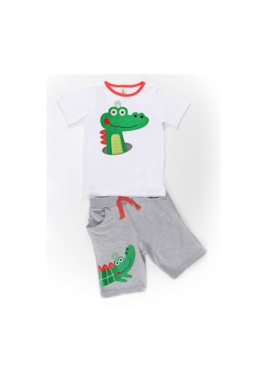 Denokids Timsah Baggy Şort Takım Çok Renkli