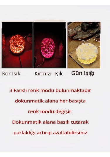 Dekoratif Masa Lambası Kor Yanar Taş Yatak Odası Meditasyon Alev