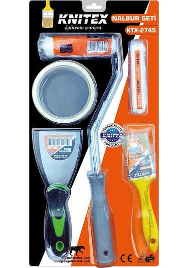 5pcs Boyacı - Nalbur Set Spatula - Kestirme Fırça - Yedek Rulo - Bant - 10cm Fırça 5365