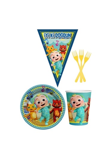 Cocomelon 8 Kişilik Erkek Doğum Günü 4 Parçalı Mini Set Erkek Çocuk