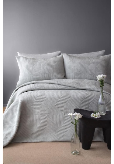 Apricitas Home Savoy Gri Yatak Örtüsü Set Çift Kişilik
