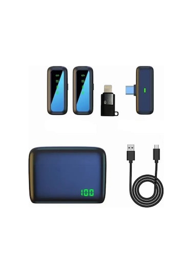 Sx6 Type-c Kablosuz Yaka Mikrofonu Göstergeli Led Şarj Kutulu