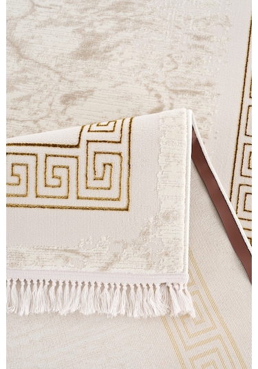 Efsun Krem Gold Modern Salon Ve Oturma Odası Halısı Krem