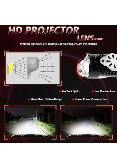 Yifomall H4 Led Far Ampulü 80w 10000lm Ip67 Su Geçirmez Araç Farı - Çift Soğutmalı