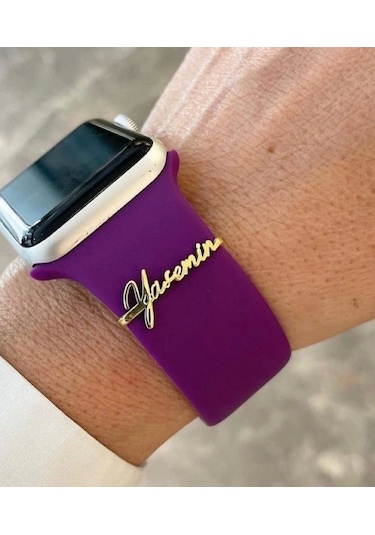 Apple Watch Uyumlu Gümüş Saat Isimlik Çok Renkli